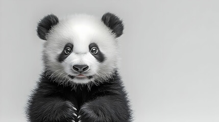 Obraz premium Cute panda with expressive eyes, symbolizing conservation efforts and wildlife charm. Perfect for animal lovers and educational themes.