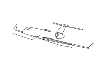 Fototapeta premium Continuous one line drawing air plane concept. Doodle vector illustration. 
