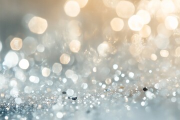 Obraz premium A close-up view of sparkling droplets shimmering on a surface illuminated by soft light, creating a dreamy atmosphere in a blurred background