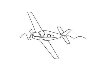 Continuous one line drawing air plane concept. Doodle vector illustration.	