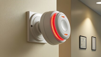 fire alarm detector mounted on wall of office 