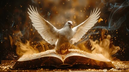 Divine Inspiration: Holy Spirit Hovering Over Open Bible