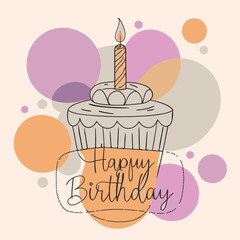 Happy Birthday Celebration Illustration with Balloons, Gifts, and Cake