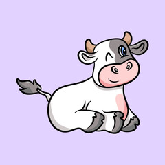 cow happy sitdown cartoon illustration