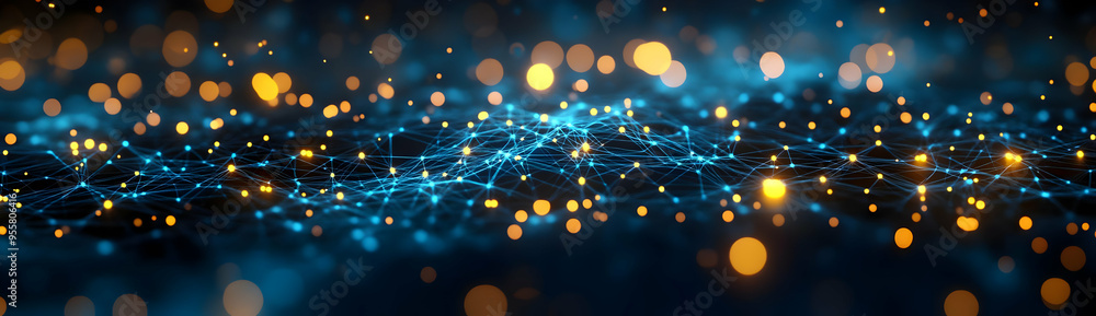 Poster a vibrant abstract background featuring glowing lights and interconnected lines, perfect for technol