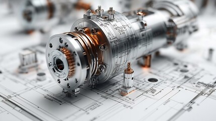 Industrial machine blueprint detailed schematics parts lists and measurements