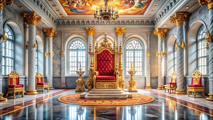 majestic throne Room, Golden royal throne,king throne illustration.4k resolution