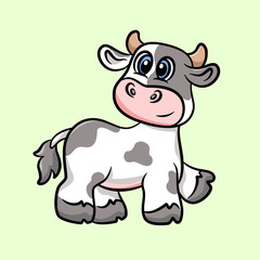 cartoon vector cows walking leisurely