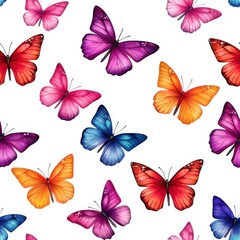 Obraz premium A vibrant collection of colorful butterflies on a white background, perfect for nature-themed designs and artistic projects.