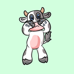 cute cow cry cartoon illustration vector