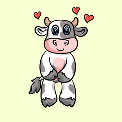 cartoon vector cow happy
