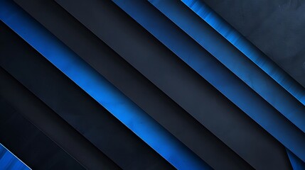 Obraz premium Blue and black layers arranged in an abstract background design, with oblique stripes and a modern, corporate feel.