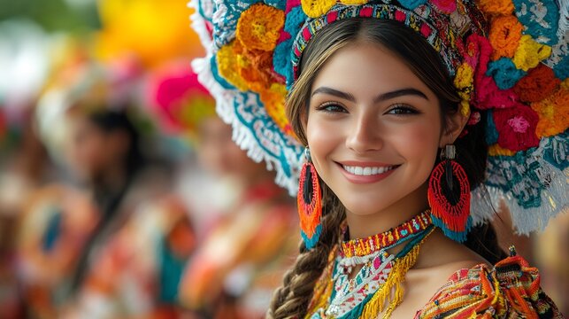 Lively cultural festival traditional clothing music dancing colorful decorations