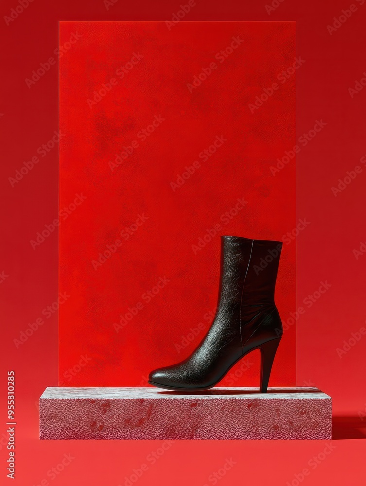 Aufkleber advertising studio backdrop empty christmas bright splay 3d showing red background design material s