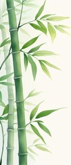 Elegant bamboo stalks with green leaves, symbolizing tranquility and resilience. Perfect for nature and wellness themes.
