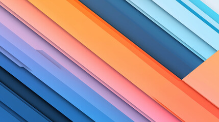 Fototapeta premium Abstract background showcasing a blend of colorful diagonal lines with a smooth gradient transition from blues to oranges.
