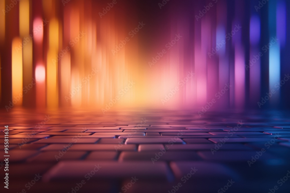 Poster vibrant abstract background with colorful lights illuminating a textured surface, creating a dynamic
