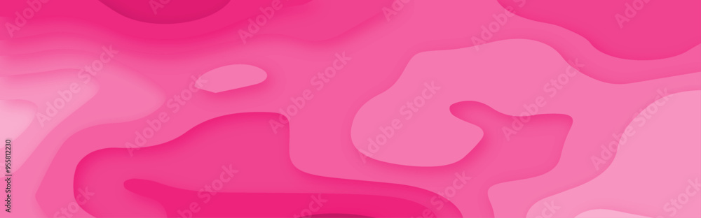 Poster abstract modern background with wave style pink color 3d papercut vector background. abstract paper 