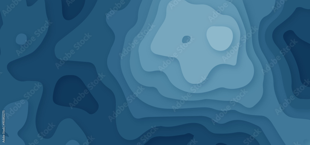 Poster abstract modern background with wave style and soft blue pastel color 3d papercut vector background.