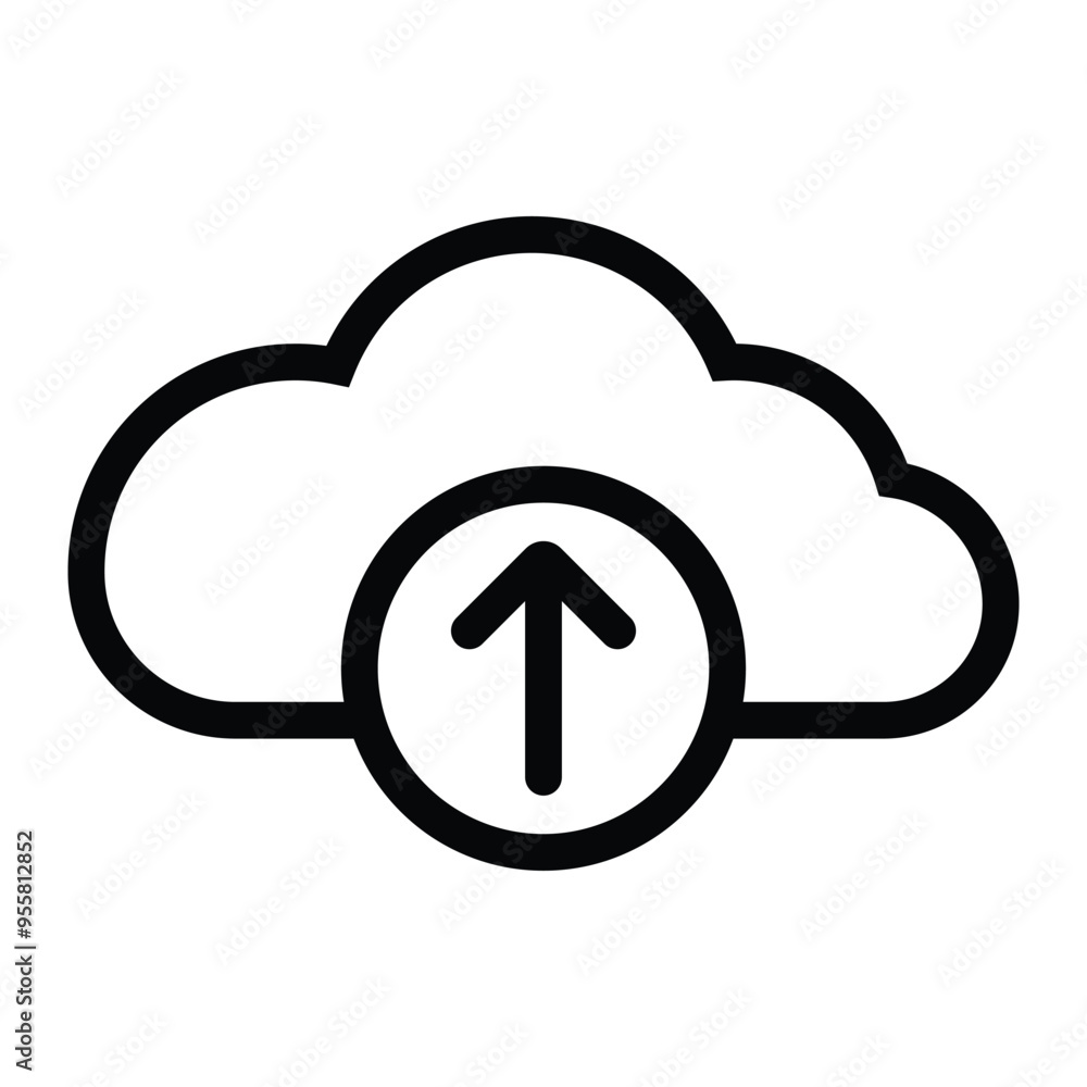 Fototapete upload vector icon. cloud uploading symbol. arrow up sign. storage, sync, computing concept. outline