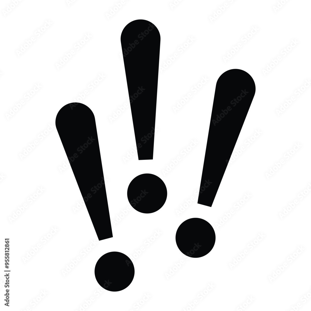Poster exclamation mark vector icon. three exclamation points sign. isolated on white background.