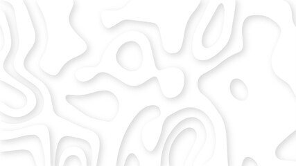 Abstract White 3d origami or cut paper topographic background illustration. White paper cut decoration textured with wavy layers 3d topography relief background.	
