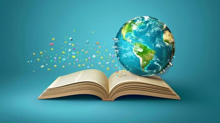 International Day of Education concept Illustration.globe shape book. Reading imagination concept for education holiday.