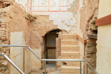 Archaeological excavations in the city of Ephesus. Background with selective focus and copy space