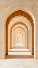 Stone Arches Leading to a Light-Filled Space