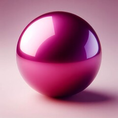 Obraz premium Pink glossy crystal ball, 3D sphere icon, isolated on white background
