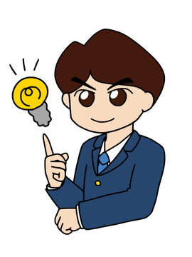 recommend clip art: 閃き笑顔の七三分けの会社員　カラー（Affinity Designer版）
                    