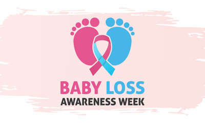Vector graphic of baby loss awareness week design template. Banner poster, flyer and white background design. Vector illustration calligraphy ribbon.