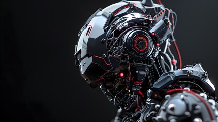 Fototapeta premium Close-up of a Futuristic Robot's Head with Exposed Wiring