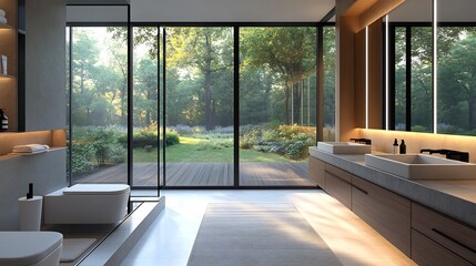 Obraz premium Modern minimalist bathroom a sleek design clean lines and natural light