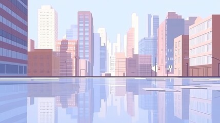 Obraz premium Modern Cityscape with Skyscrapers and Urban Elements