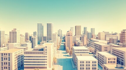 Obraz premium Modern Cityscape with Skyscrapers and Urban Elements
