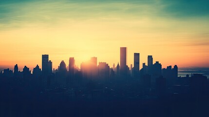 Modern Cityscape with Skyscrapers and Urban Elements