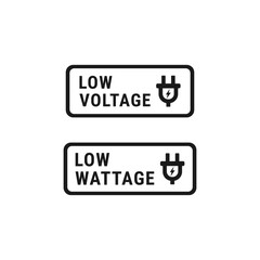 Low voltage label or low wattage label vector isolated. Best Low voltage icon for product packaging design.