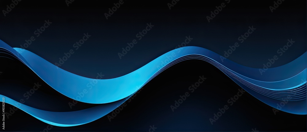 Poster Wave gradient blue to black background