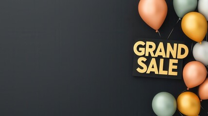 Colorful balloons surround a bold 'Grand Sale' sign, perfect for promotional events and festive marketing materials.