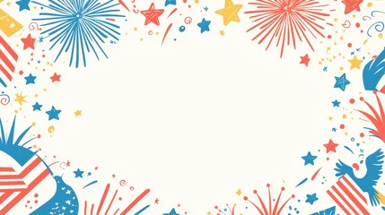 Obraz premium Fourth of July Fireworks Stars and Stripes Background