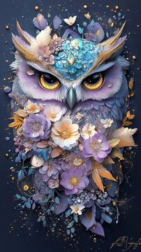 11h Purple Owl in a purple forest, purple fall aesthetic wallpaper, Autumn motives