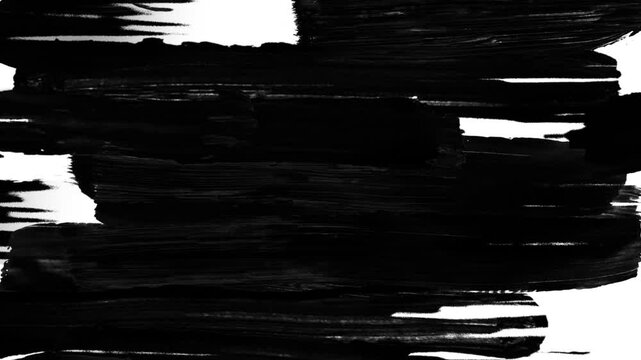 5 Black paint brush transitions supplied with transparent background alpha channel, white background, and green background.