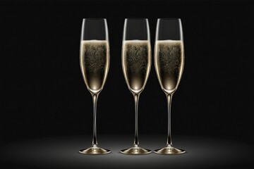 Celebration with champagne glasses on dark background