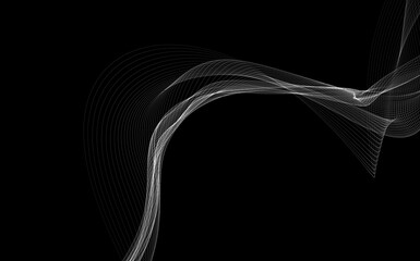 Dark abstract background with a glowing abstract waves