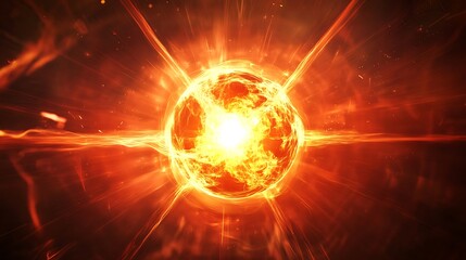Obraz premium Energetic Nuclear Fission: Illuminating Atom Division with Cinematic Light Show
