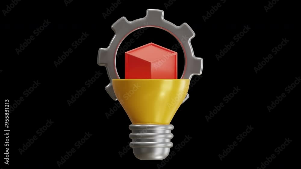 Poster 3d animation of innovation concept for technological progress | alpha channel