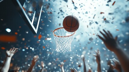 Basketball Game Winning Shot with Confetti