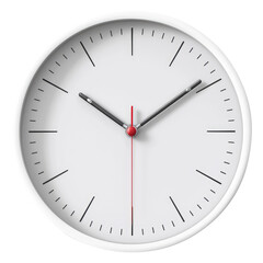 wall clock isolated on transparent white background, clipping path