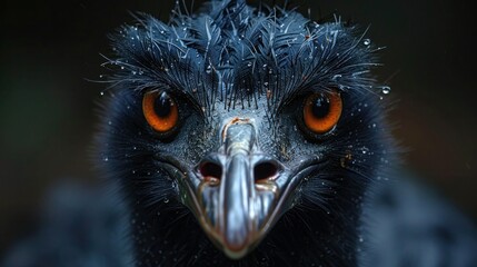 Emu Head Close-Up: Detailed Front View of Majestic Flightless Bird